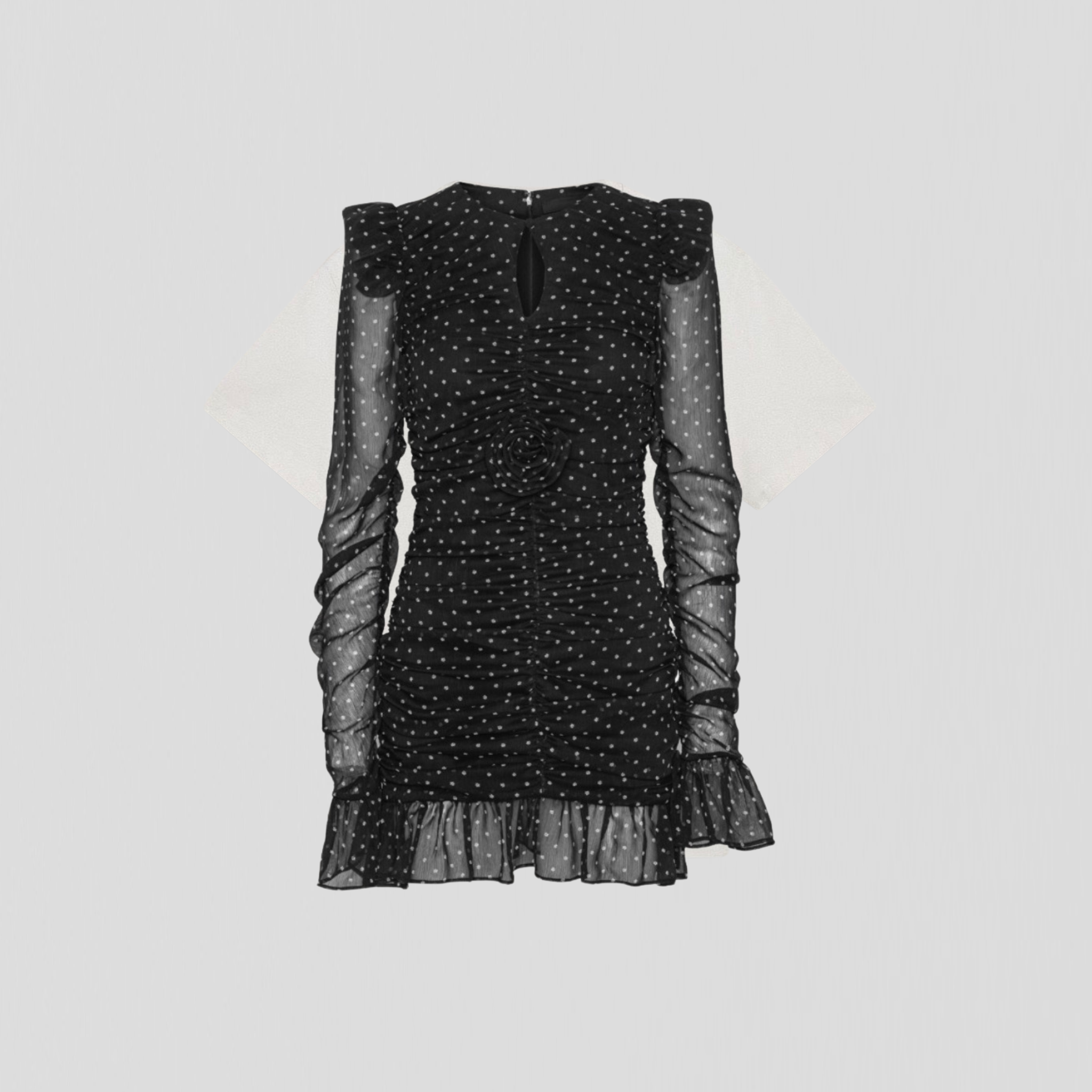 Rotate Printed Long-Sleeve Dress Black Comb