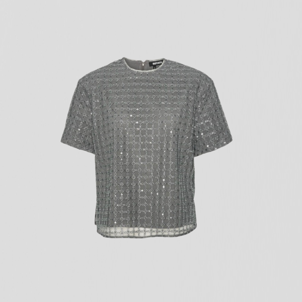 Rotate Beaded Oversized Top Castor Gray