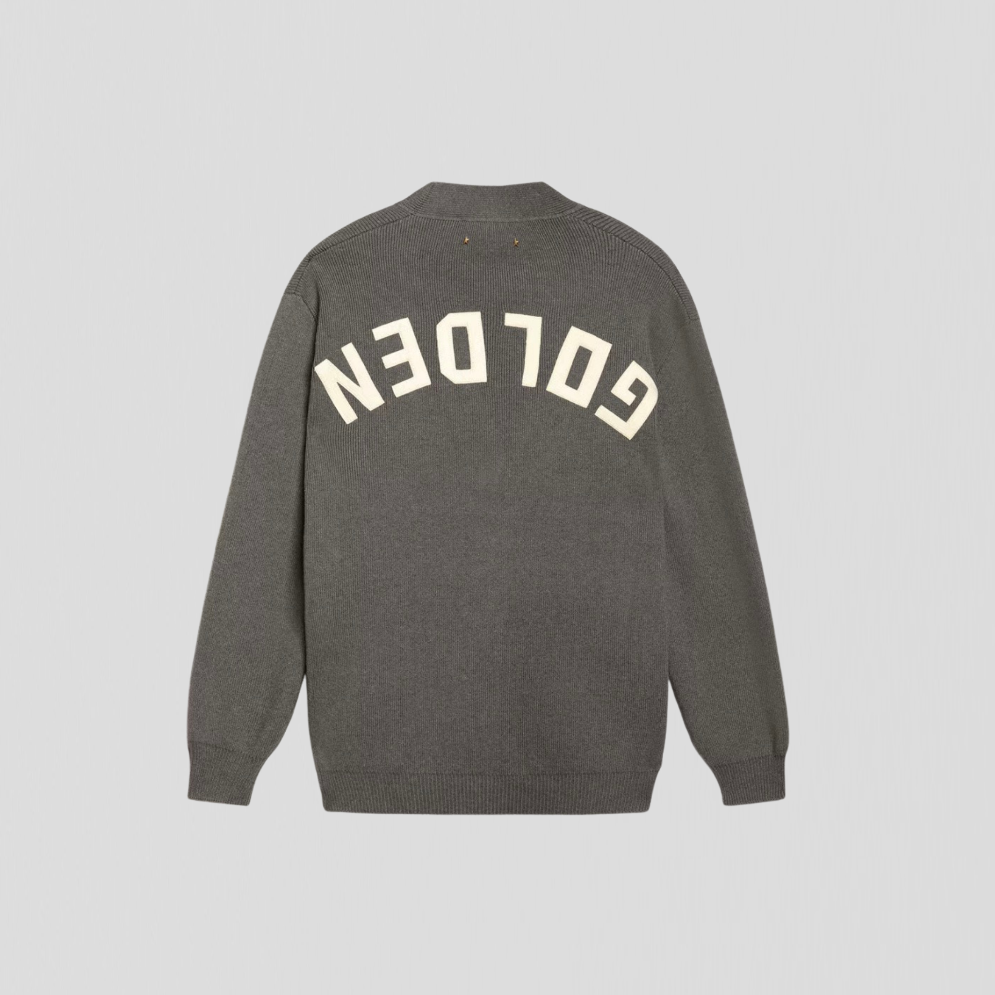 Golden Goose Golden M's Knit Cardigan Cotton With Logo Dark Grey Mel