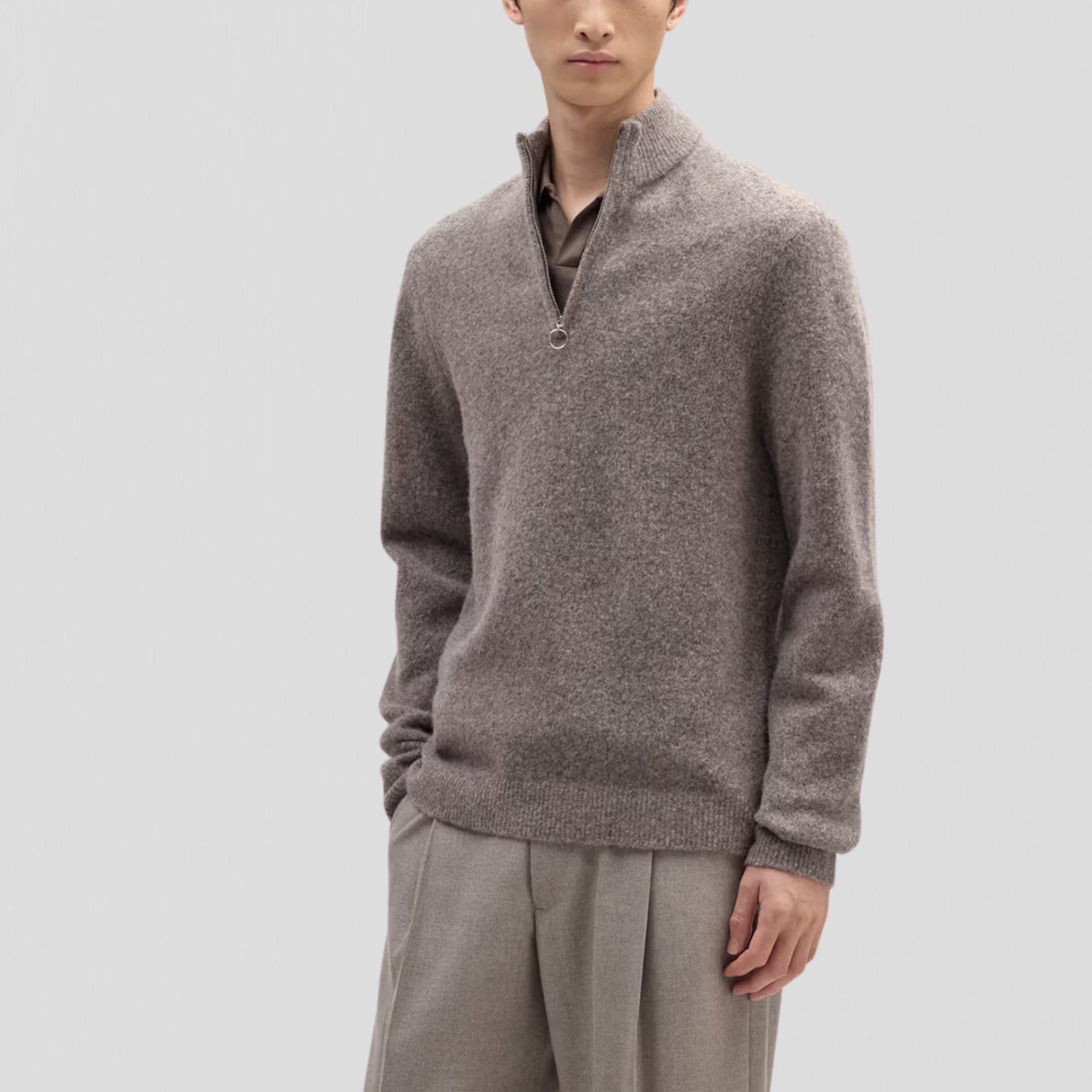 NN07 John Half Zip 6683 Sweater Mable Husk