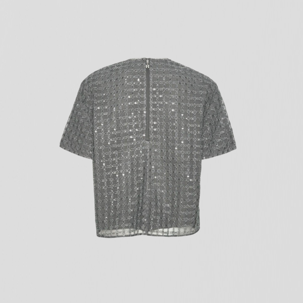 Rotate Beaded Oversized Top Castor Gray