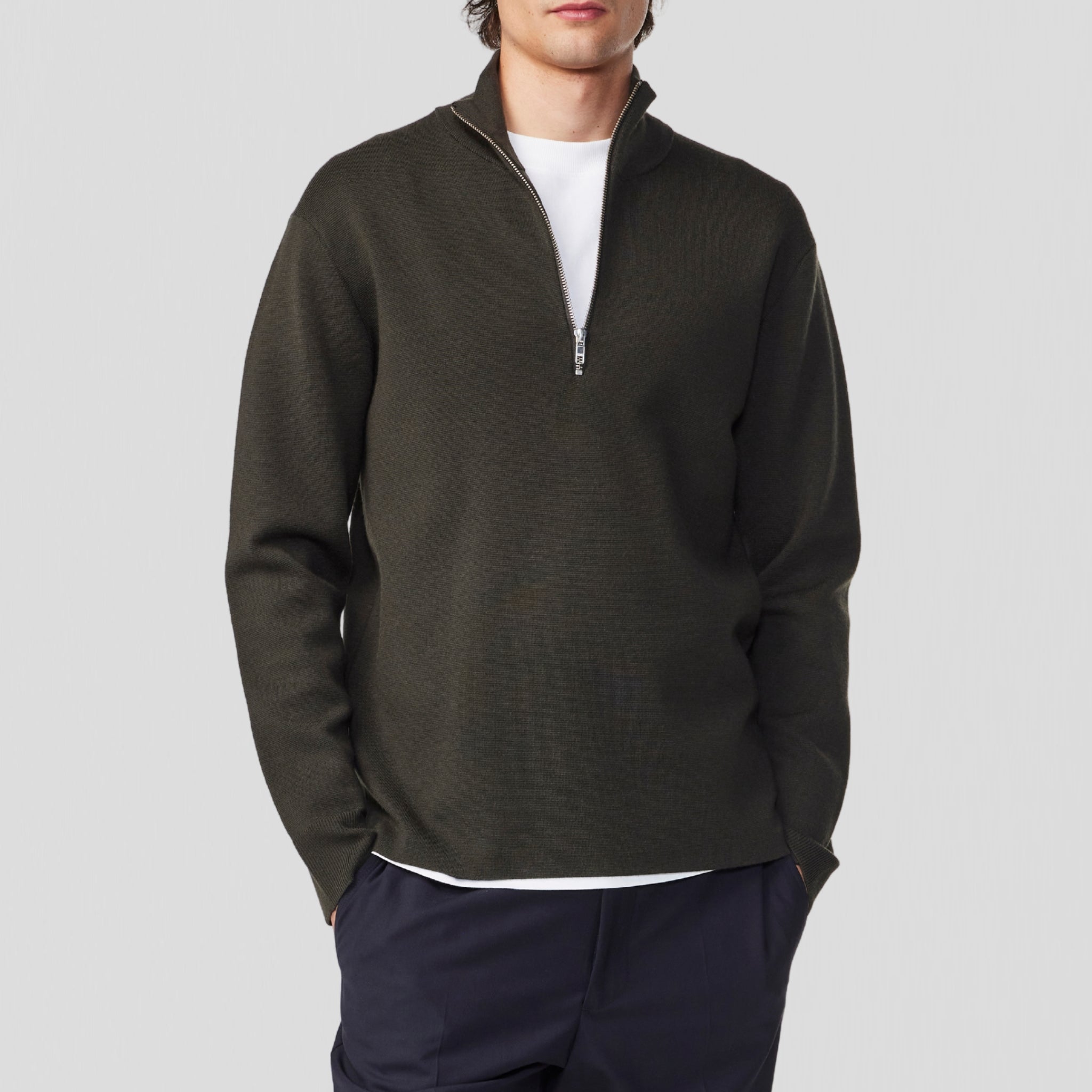 NN07 Harald Half Zip 6530 Sweater Dark Army