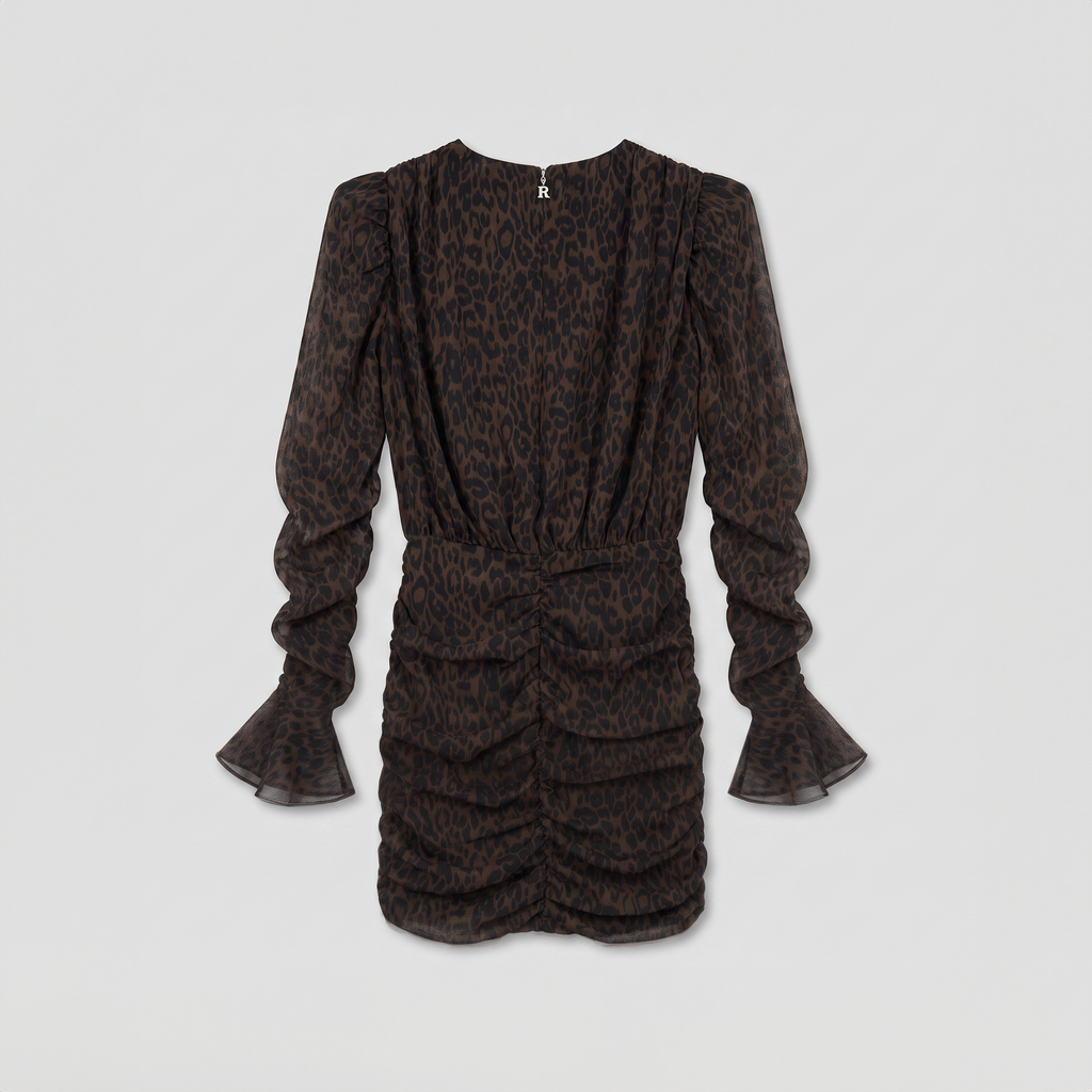 Rotate Ruched Flower Mini Dress Molé Comb.