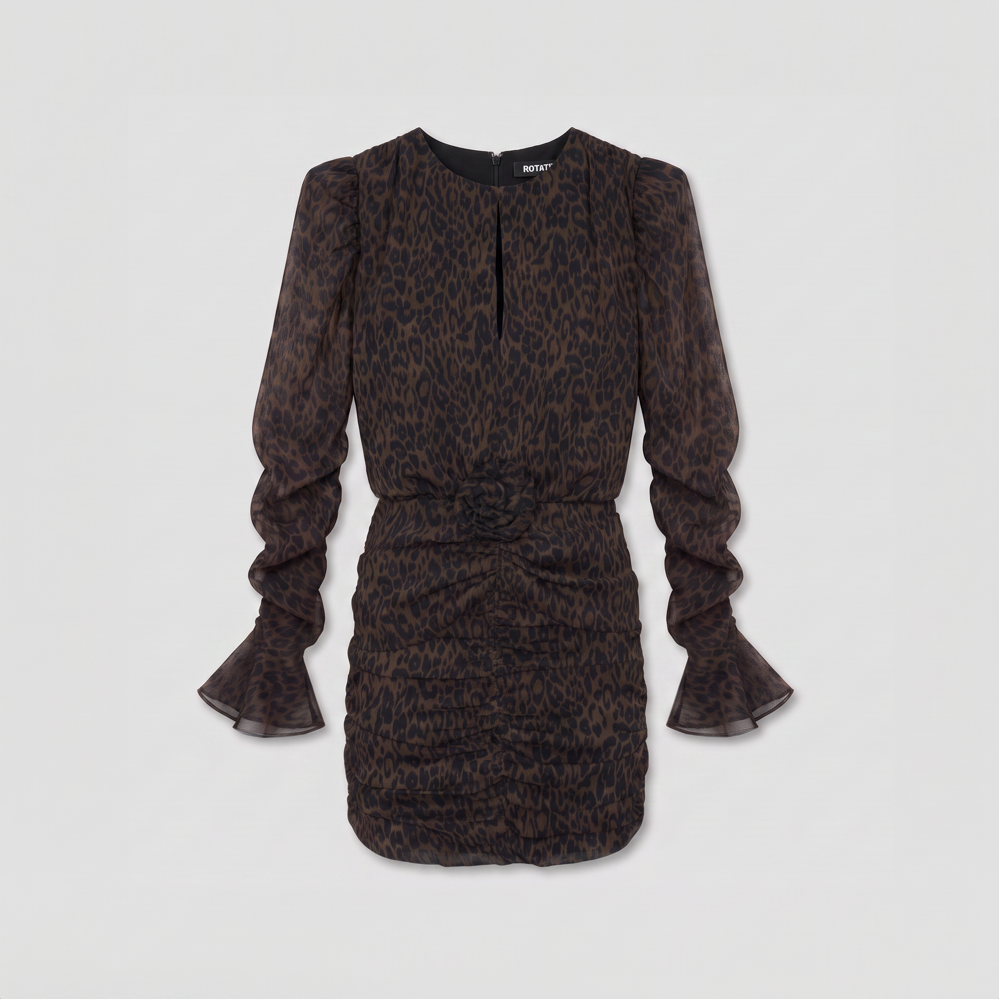Rotate Ruched Flower Mini Dress Molé Comb.