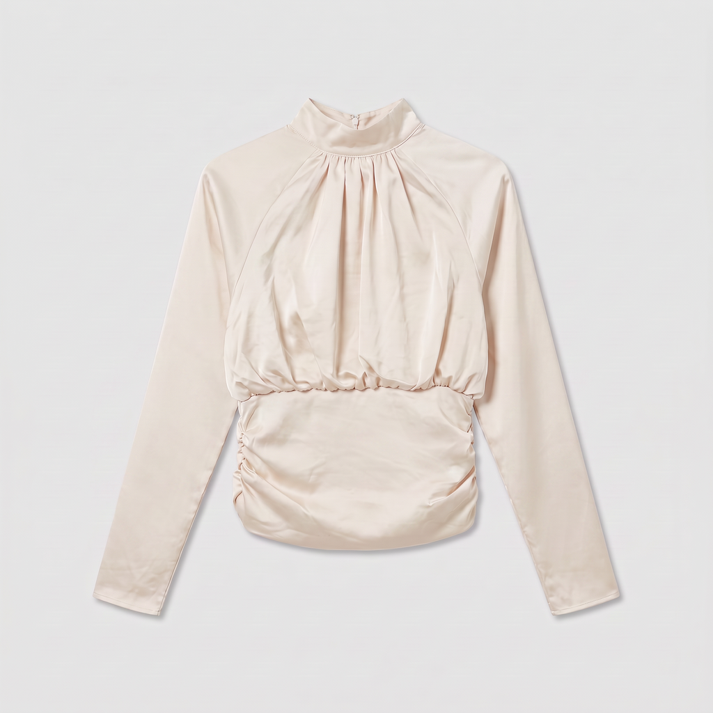 Rotate LS Ruched Top Turtledove