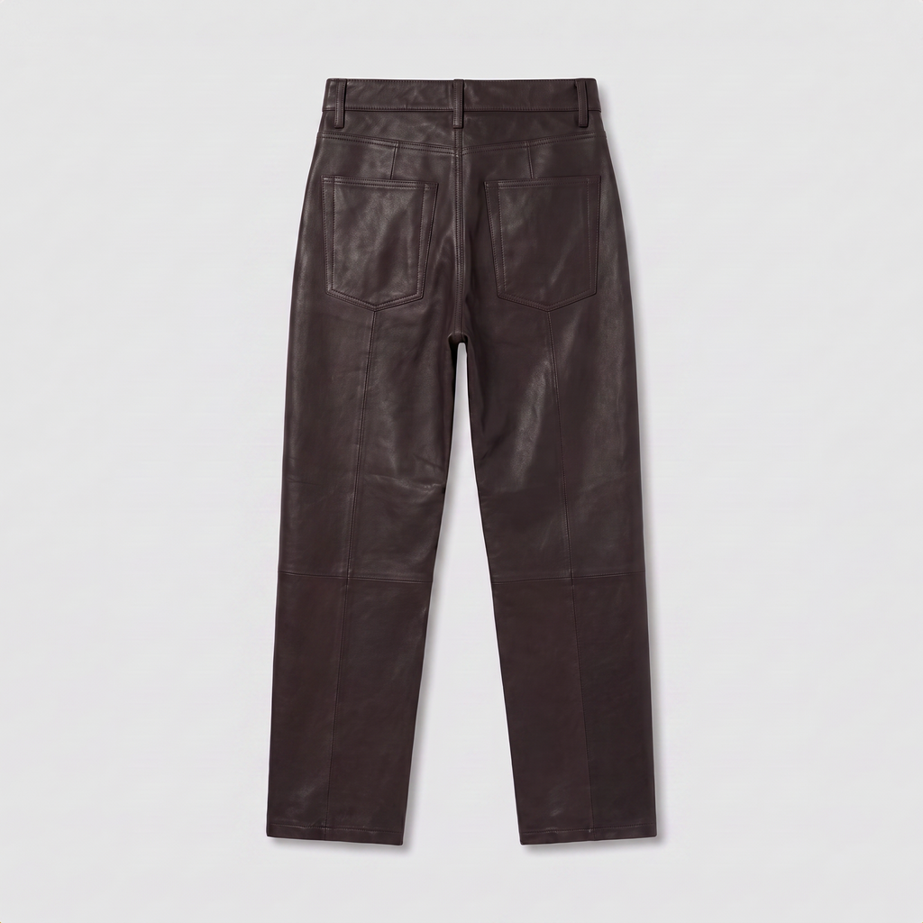 Enes Judith Trouser Vegetal Leather Dark Brown