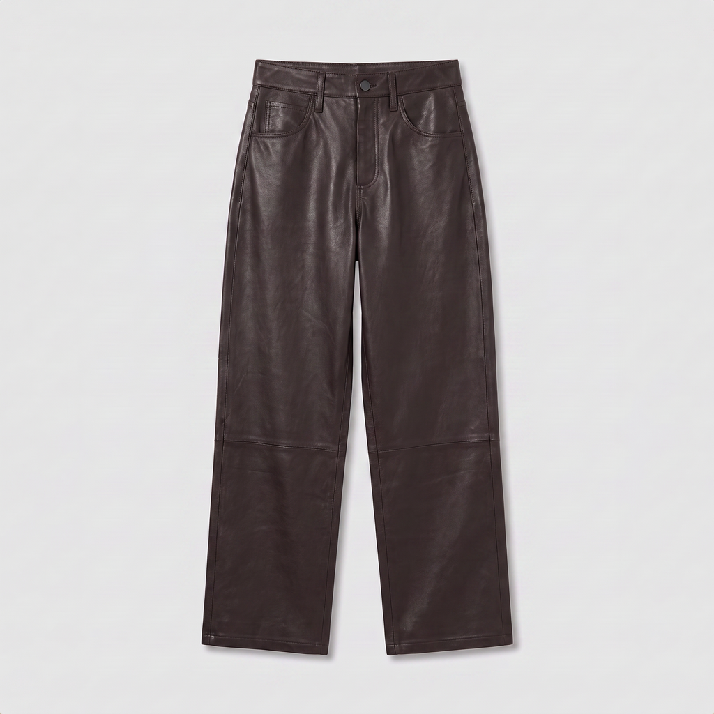 Enes Judith Trouser Vegetal Leather Dark Brown