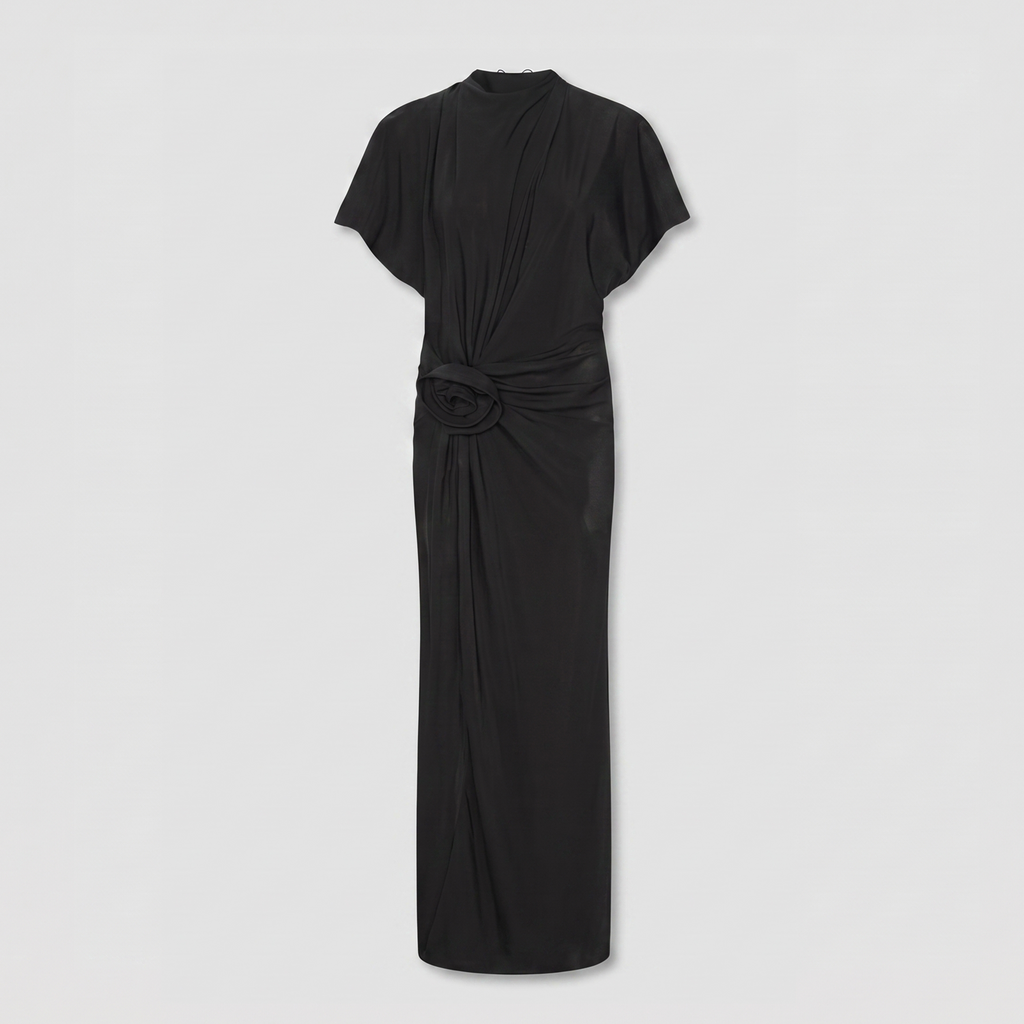 Rotate Maxi Slit Dress Black