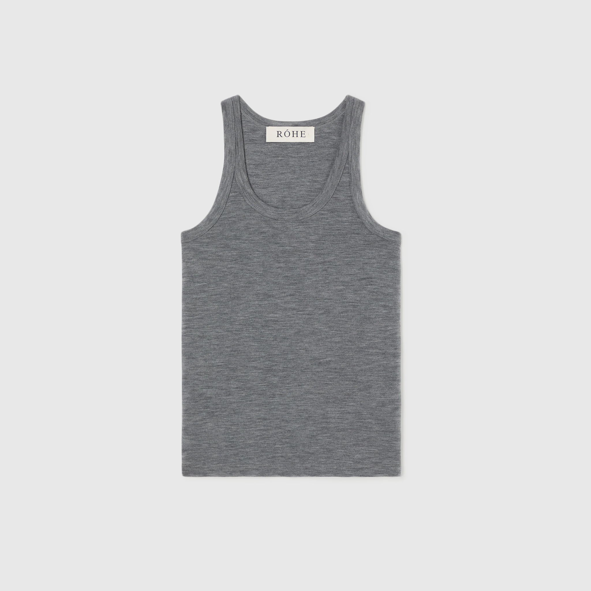 Róhe Merino Scoop Neck Top Mid Grey Melange