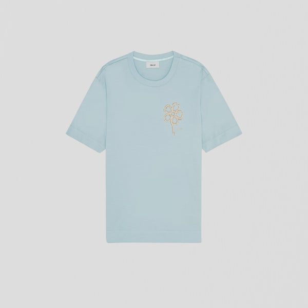 NN07 Pedro EMB SS 3525 T-Shirt Winter Sky