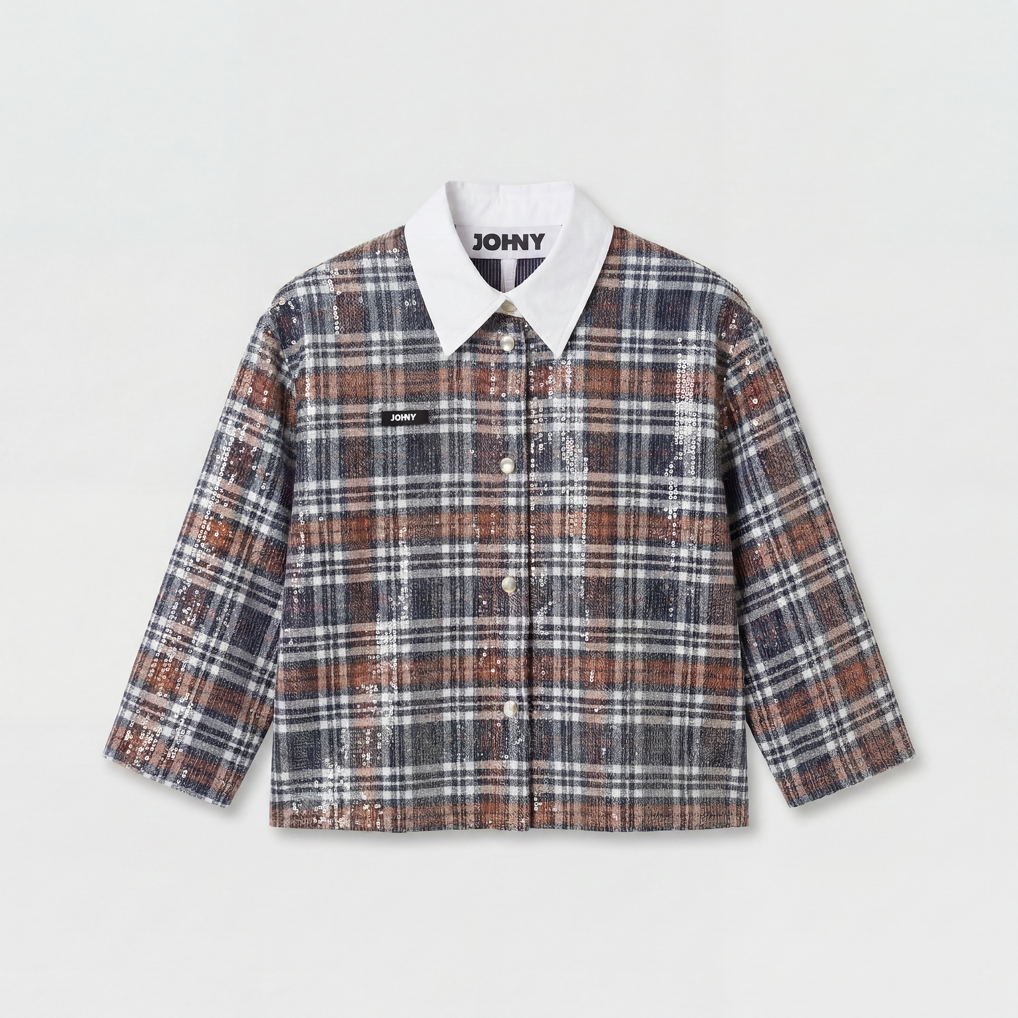Johny Berry Blouse Check Paillettes Blue Mix