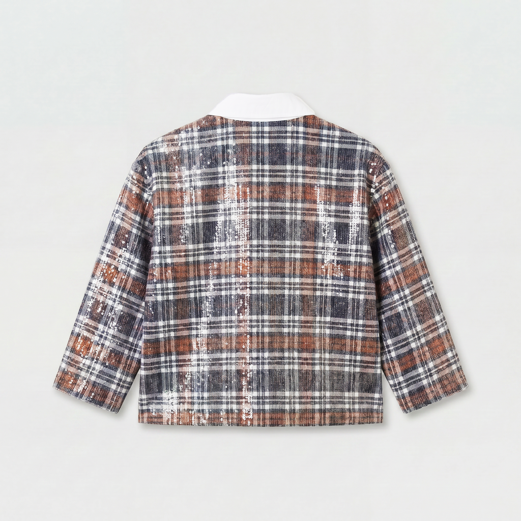 Johny Berry Blouse Check Paillettes Blue Mix