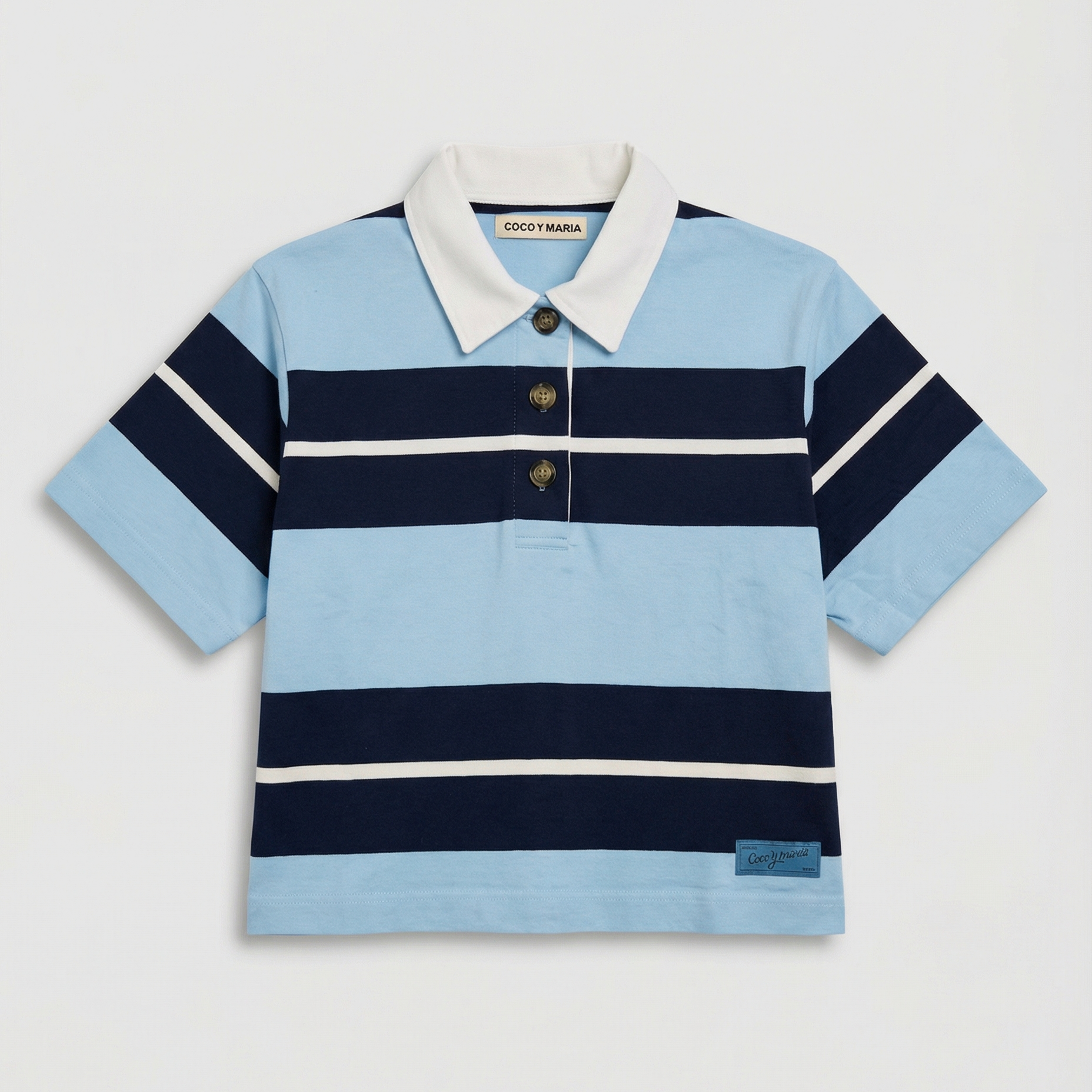 Coco y Maria Cropped Polo Blue Stripe