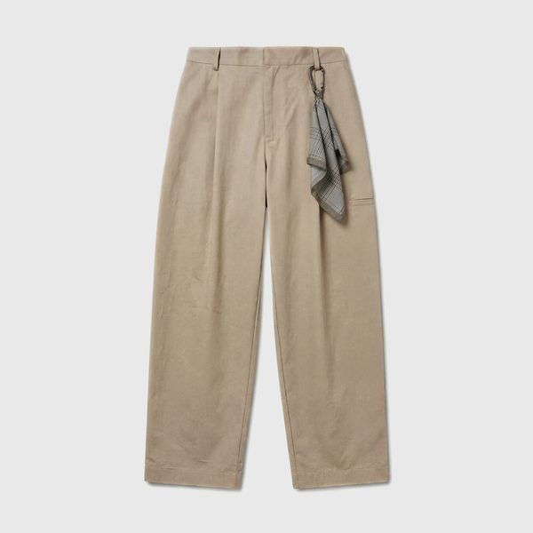 Darkpark Davide Twill Wide-Leg Trousers Beige