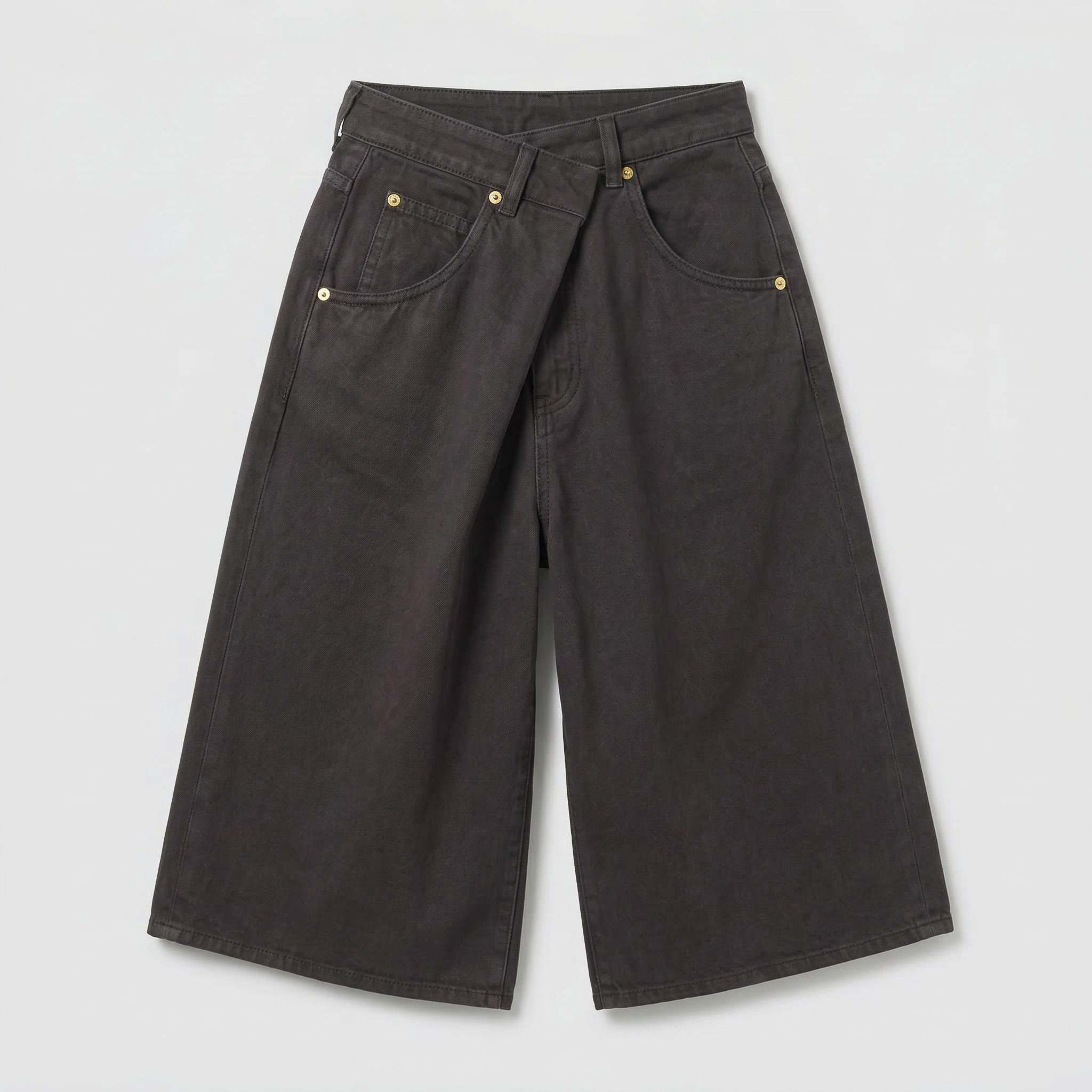 Darkpark Ines Fold Tencel Shorts Dark Brown