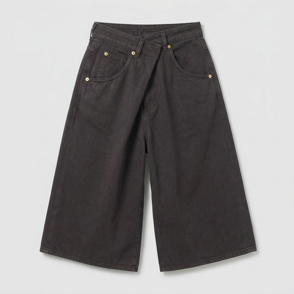 Darkpark Ines Fold Tencel Shorts Dark Brown