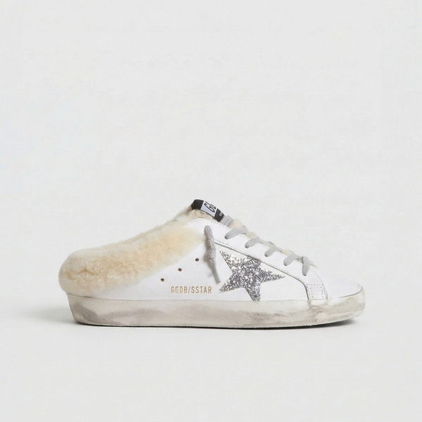 Golden Goose Super-Star Sabot White/ Silver/ Beige