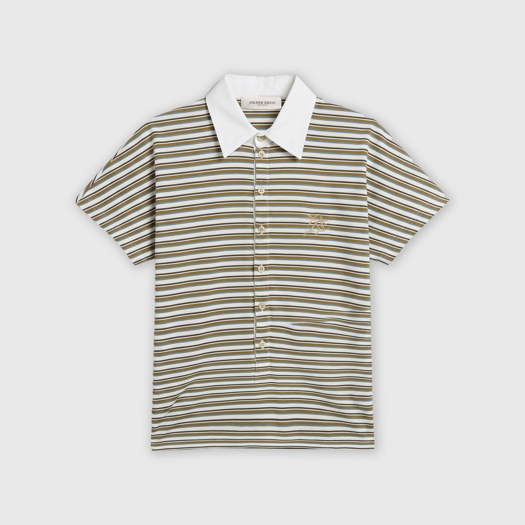 Golden Goose Journey W's Slim Poloshirt Kimono Sleeve Striped Off White/ Sea Turtle
