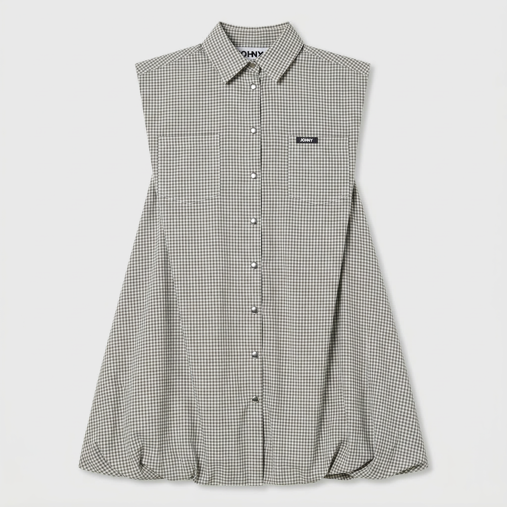 Johny Ezra Balloon Dress Green/ Off White