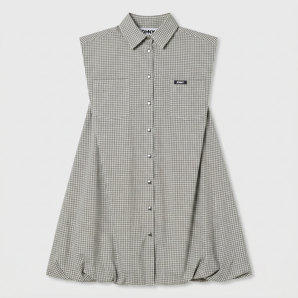 Johny Ezra Balloon Dress Green/ Off White