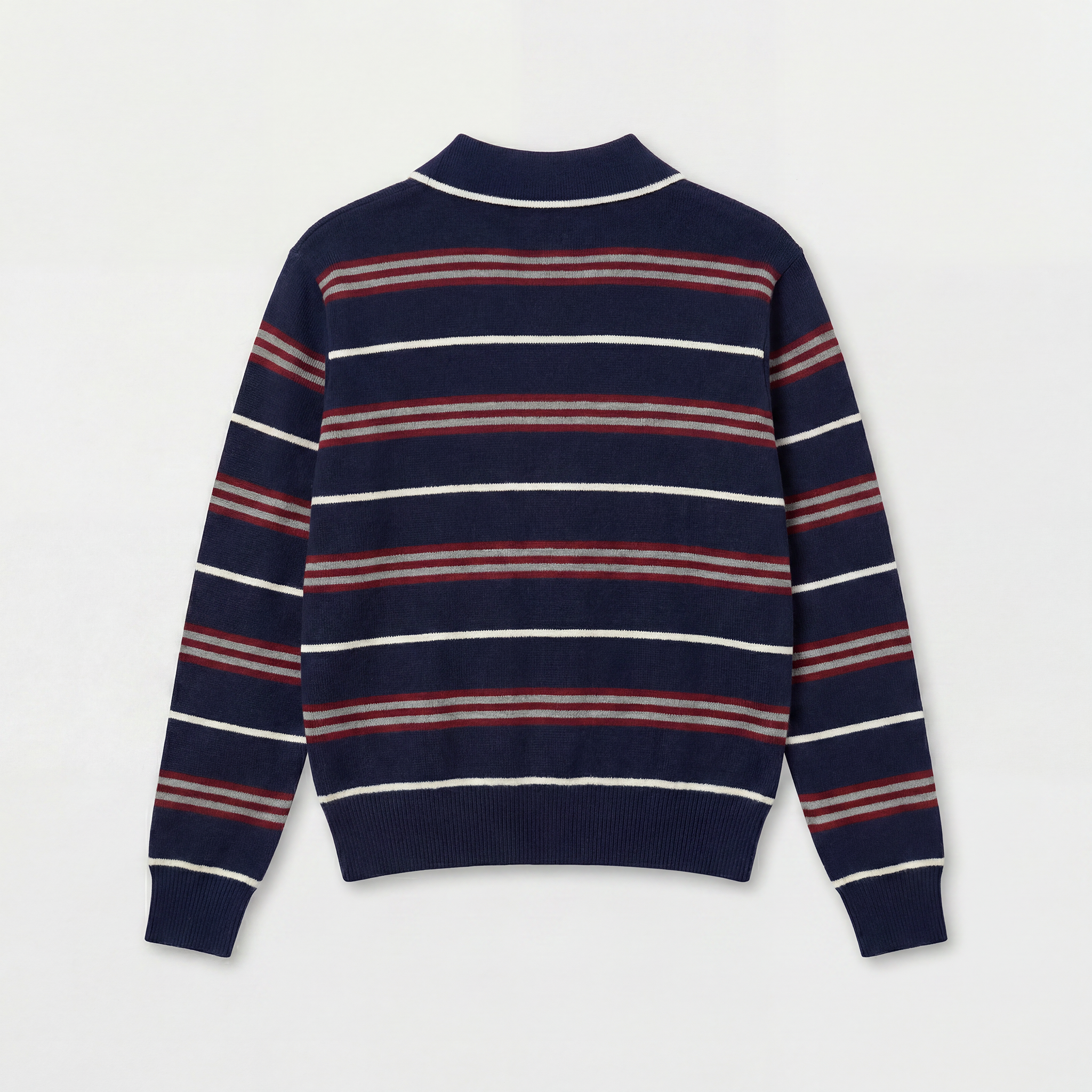Johny Gino Cashwool Polo Long Sleeve Blue/ Burgundy
