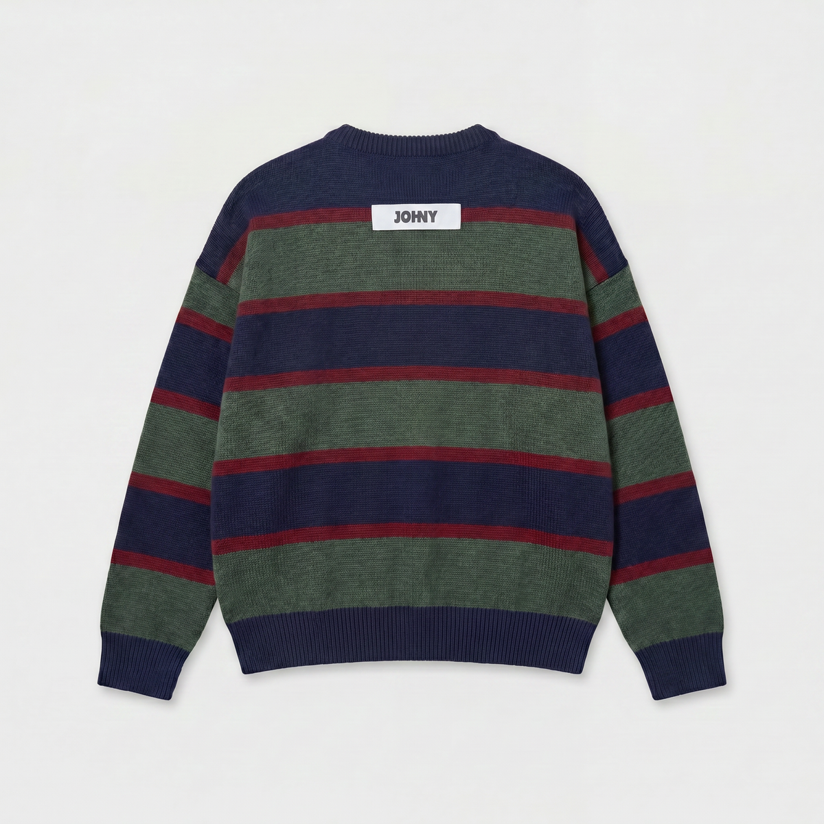 Johny Roxa Cashwool Crewneck Green/ Navy/ Red Stripe