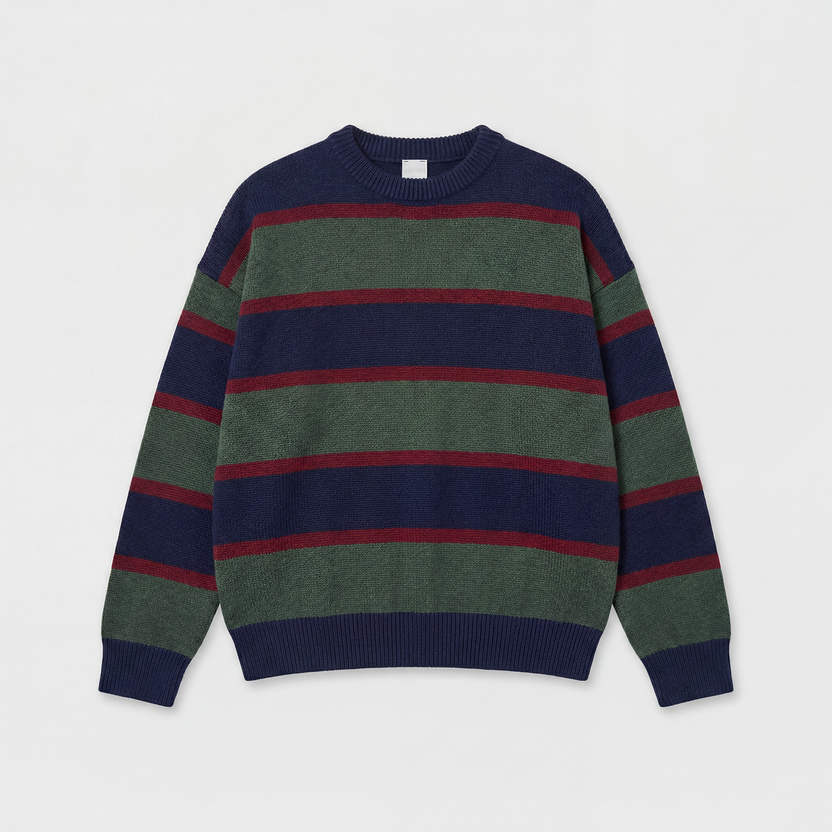 Johny Roxa Cashwool Crewneck Green/ Navy/ Red Stripe