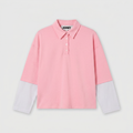 Johny Lydia Jersey Polo Long Sleeve Pink/ Blue Stripe