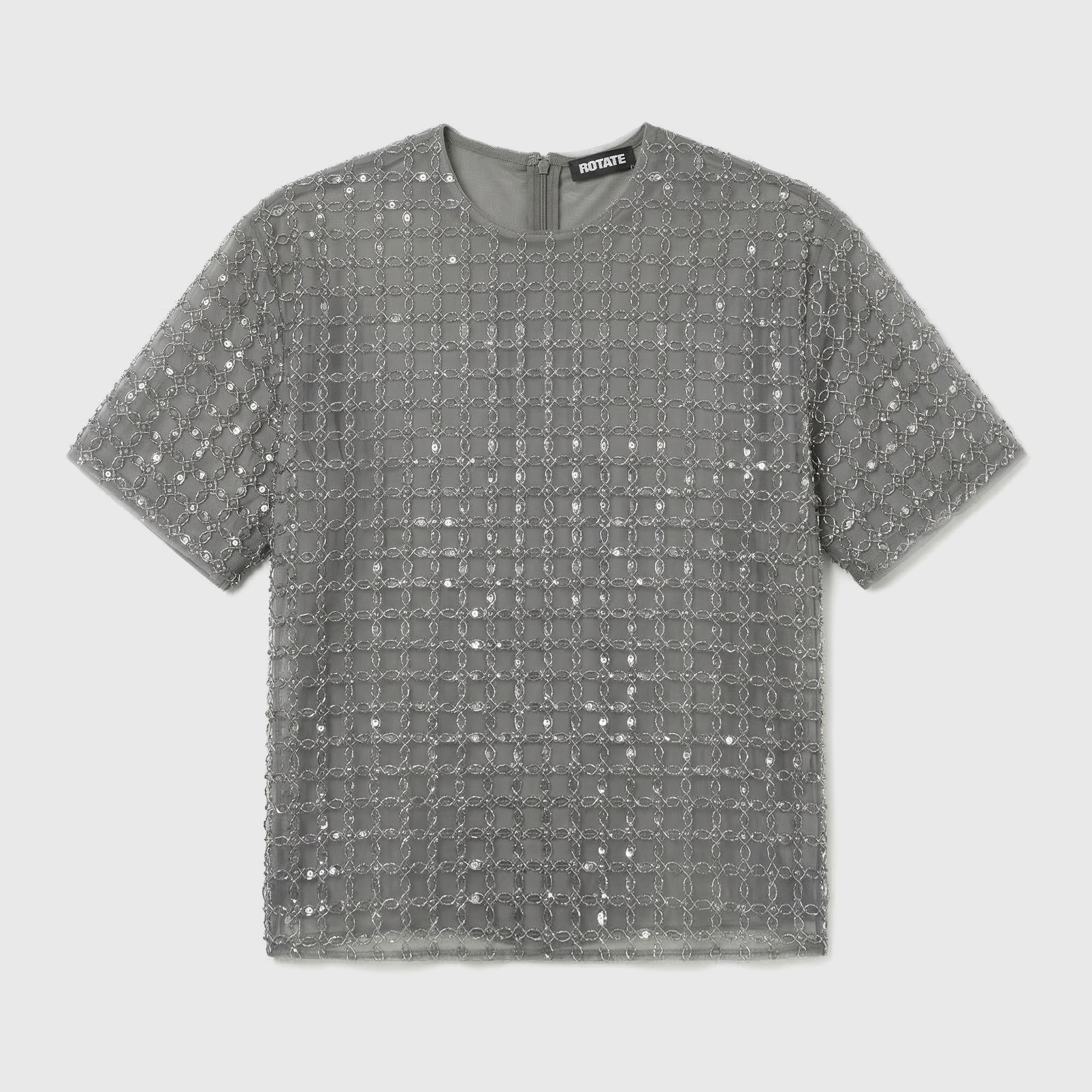 Rotate Beaded Oversized Top Castor Gray