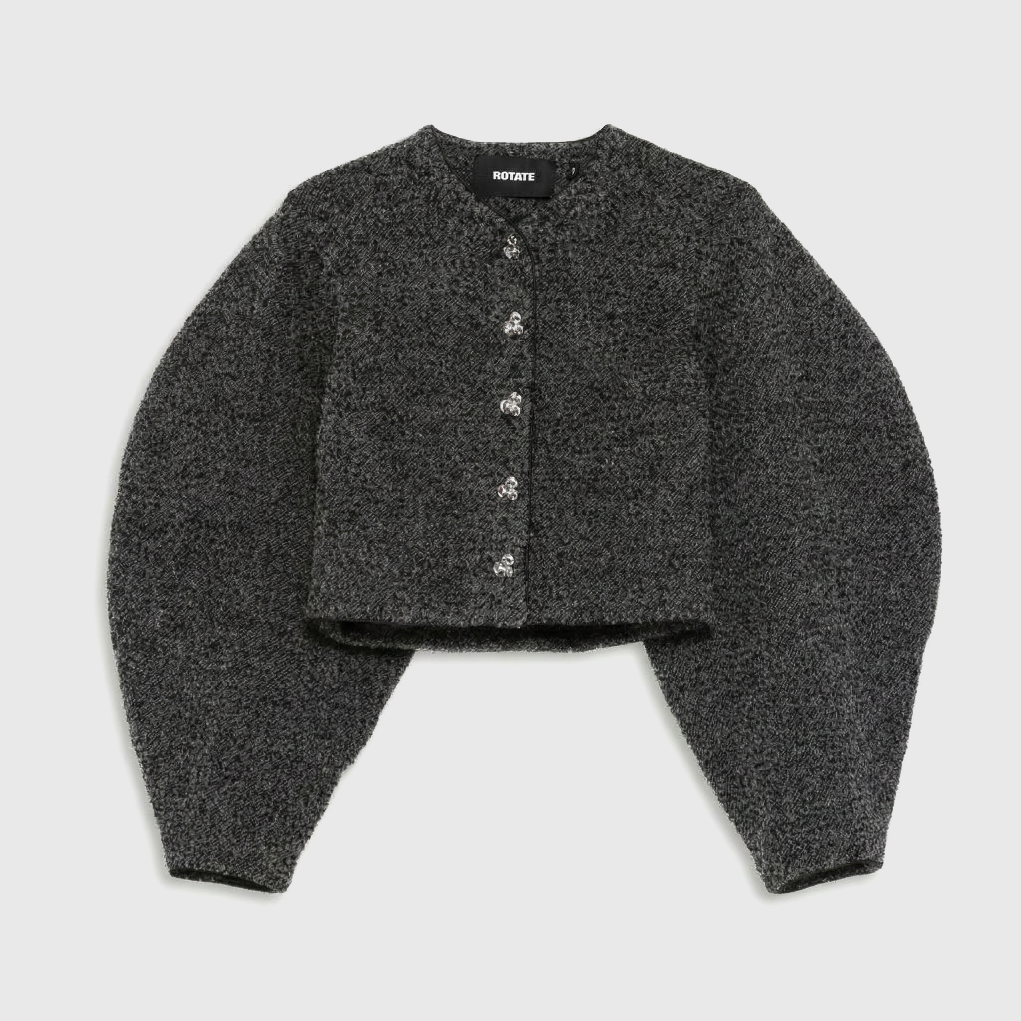 Rotate Boucle Short Jacket Gray Pinstripe