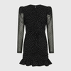 Rotate Printed Long-Sleeve Dress Black Comb