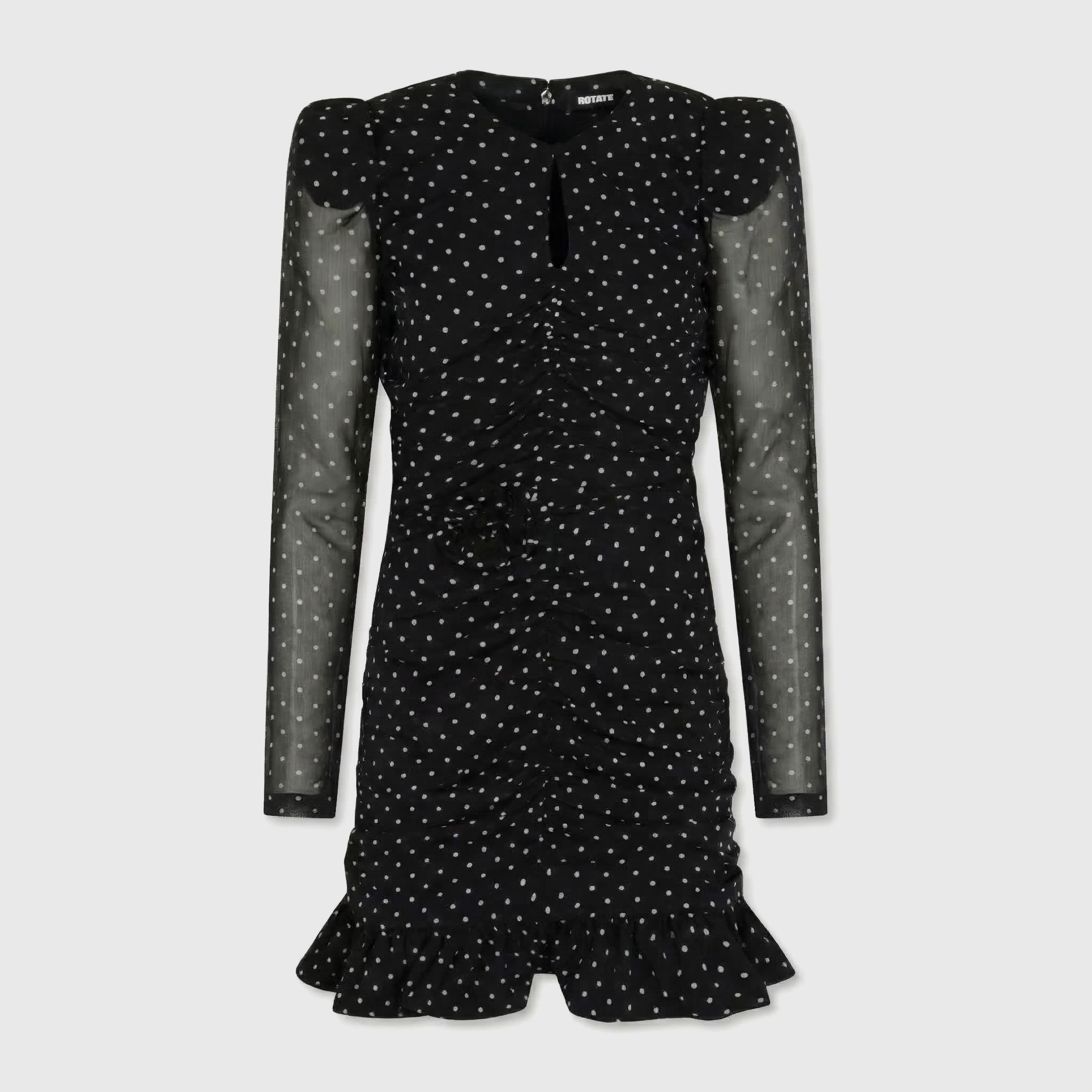 Rotate Printed Long-Sleeve Dress Black Comb
