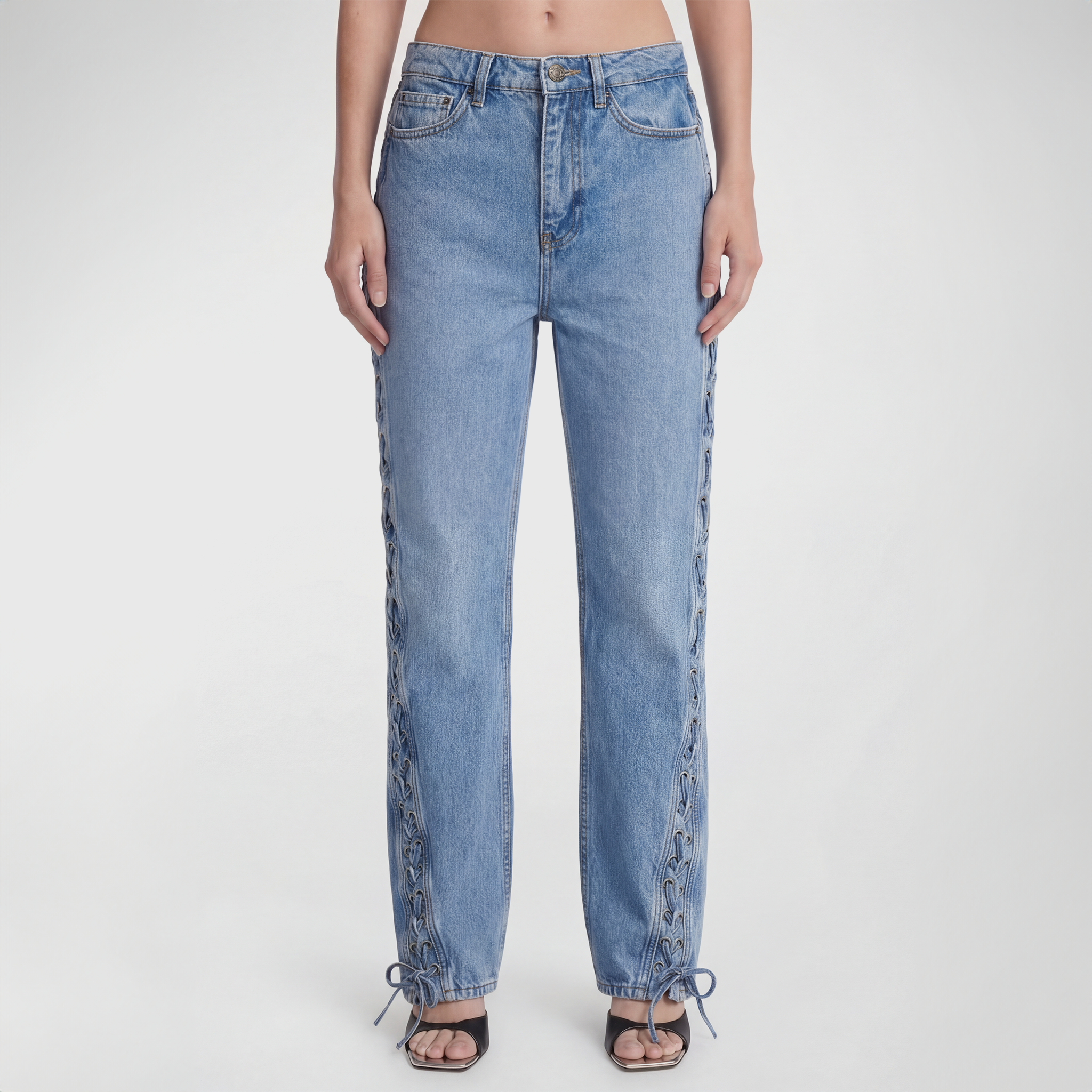 Rotate Twisted Lacing Jeans Blue