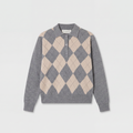 Róhe Argyle Mouliné Poloshirt Grey/ Oat Check