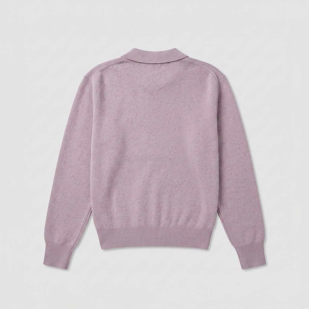 Róhe Compact Mouliné Poloshirt Pink Melange