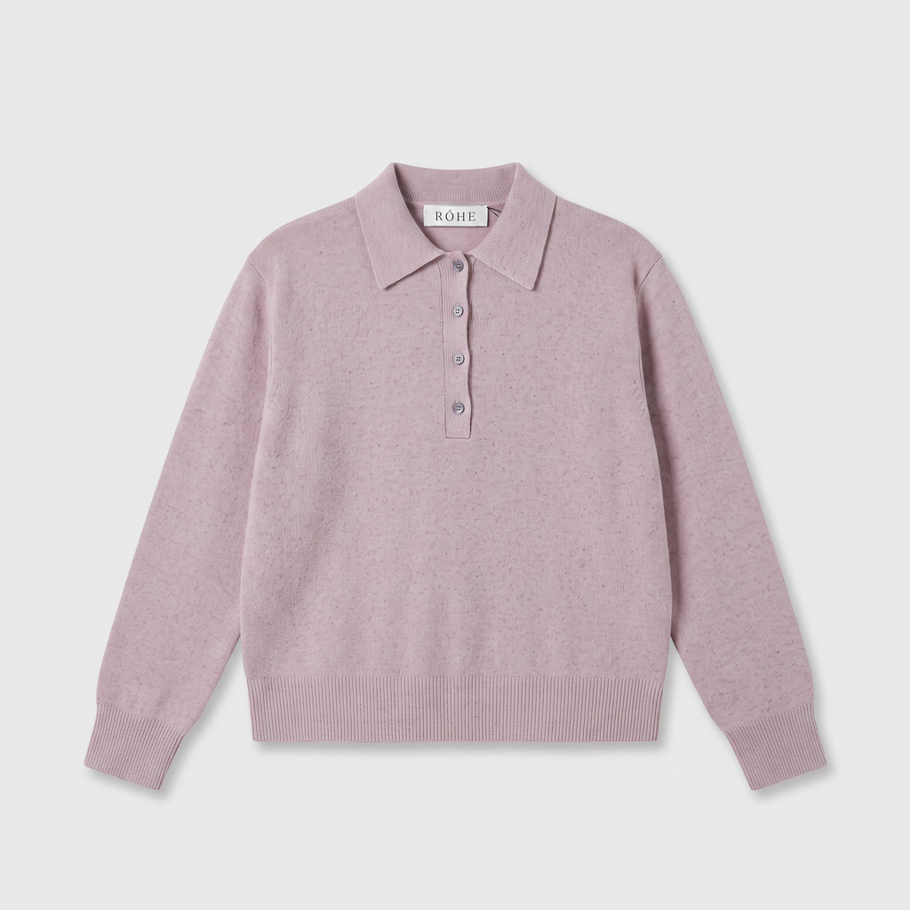 Róhe Compact Mouliné Poloshirt Pink Melange