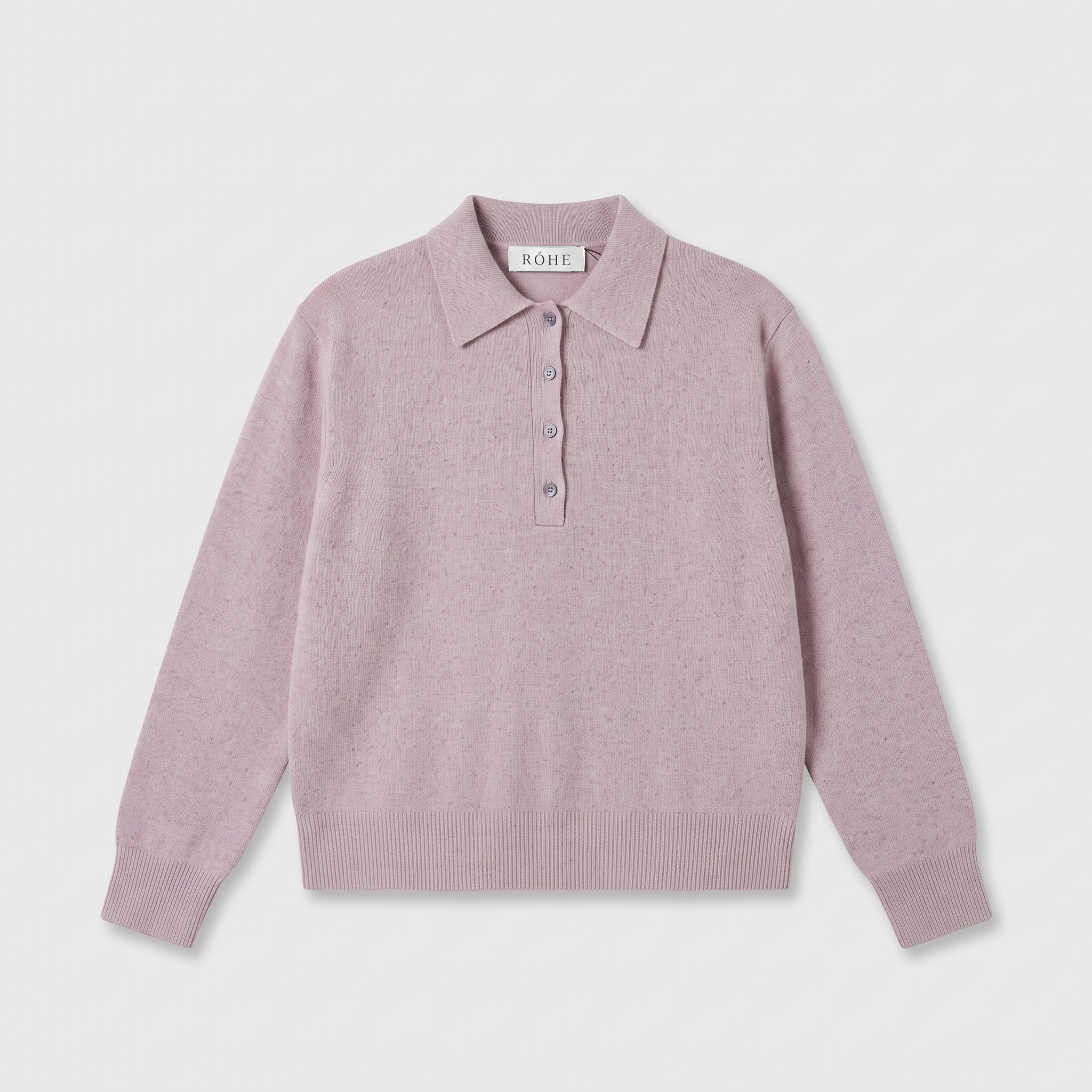 Róhe Compact Mouliné Poloshirt Pink Melange