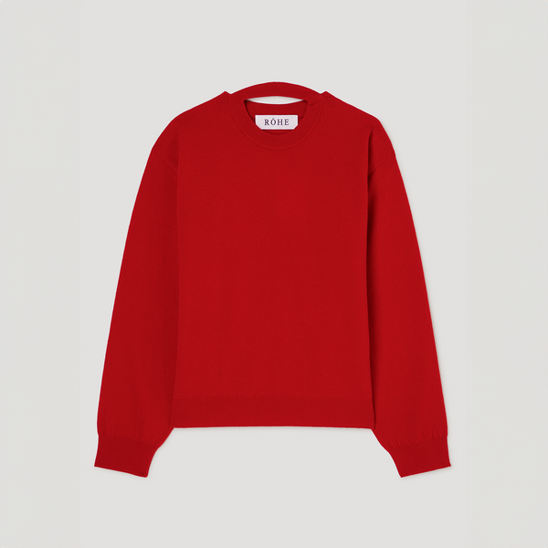 Róhe Crewneck with Open Neck Red