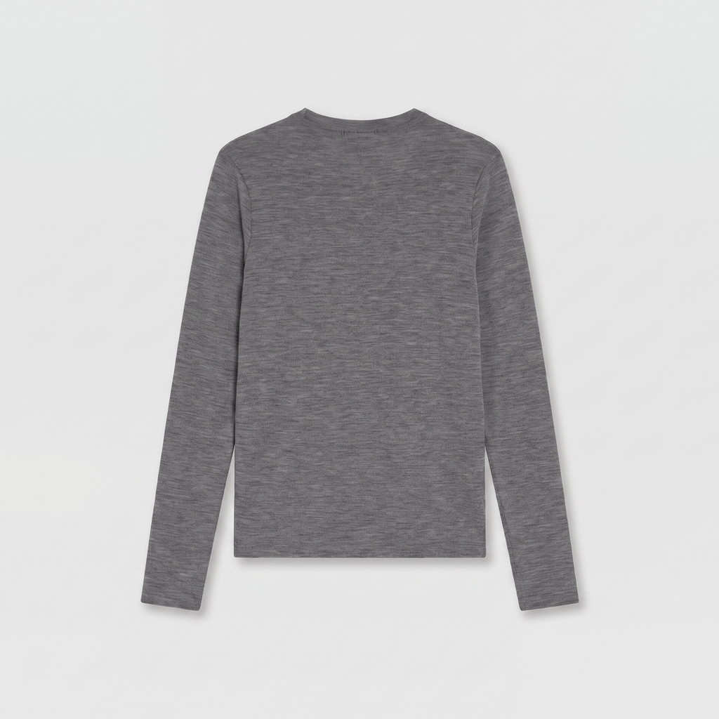 Róhe Fine Merino Long Sleeve Mid Grey Melange