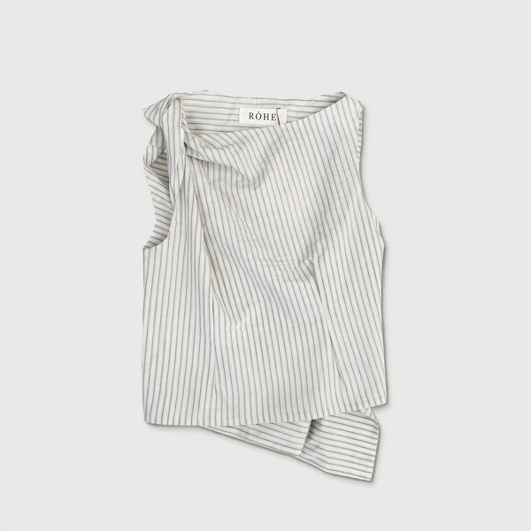 Róhe Silk-blend Draped Top Fine Stripe