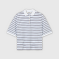 Róhe Striped Oversized Poloshirt White/ Blue Multi Stripe