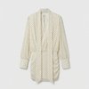 Rotate Chiffon LS V-Neck Dress Egret Comb
