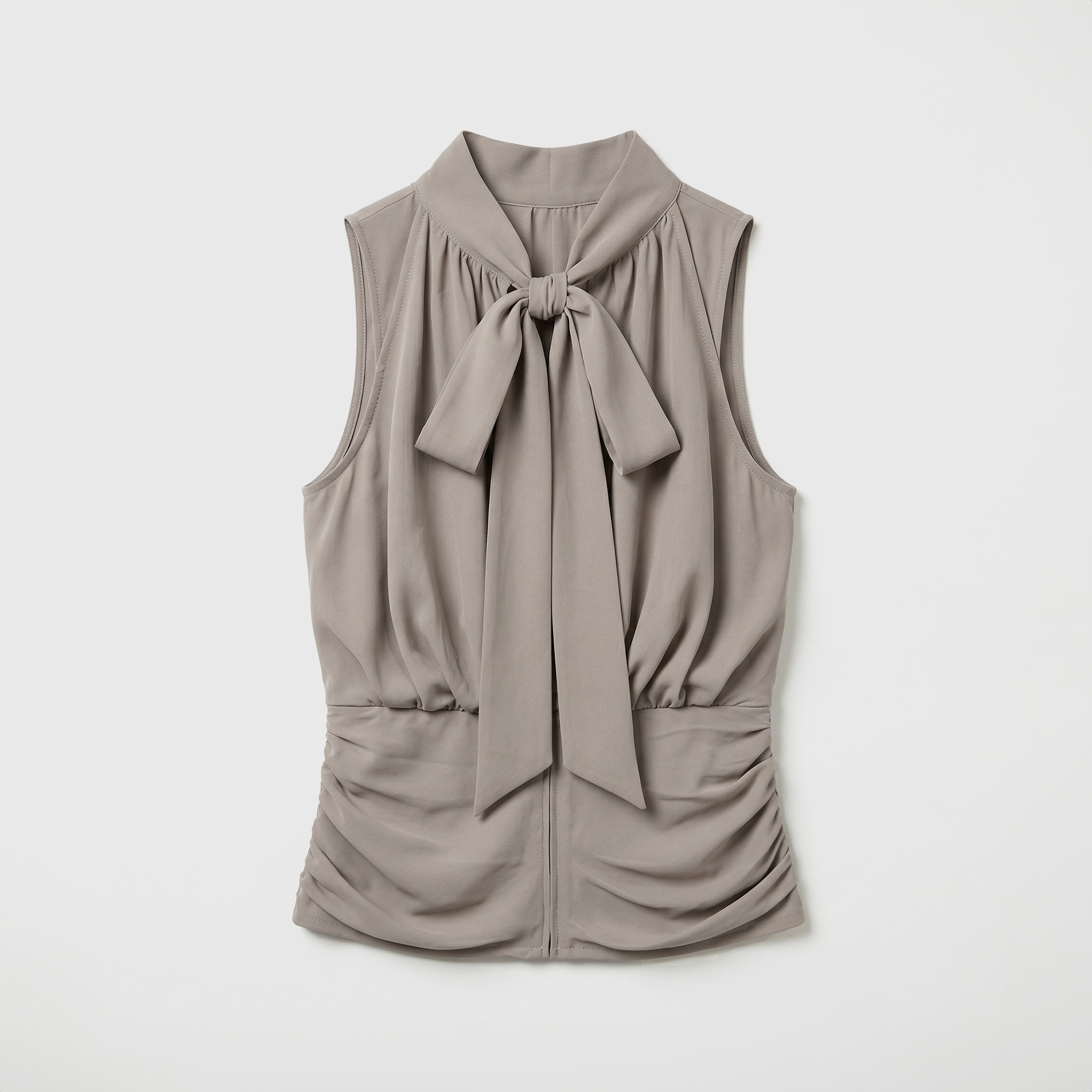 Rotate Chiffon Ruched Top Driftwood