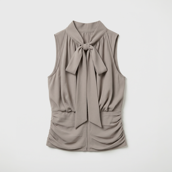 Rotate Chiffon Ruched Top Driftwood