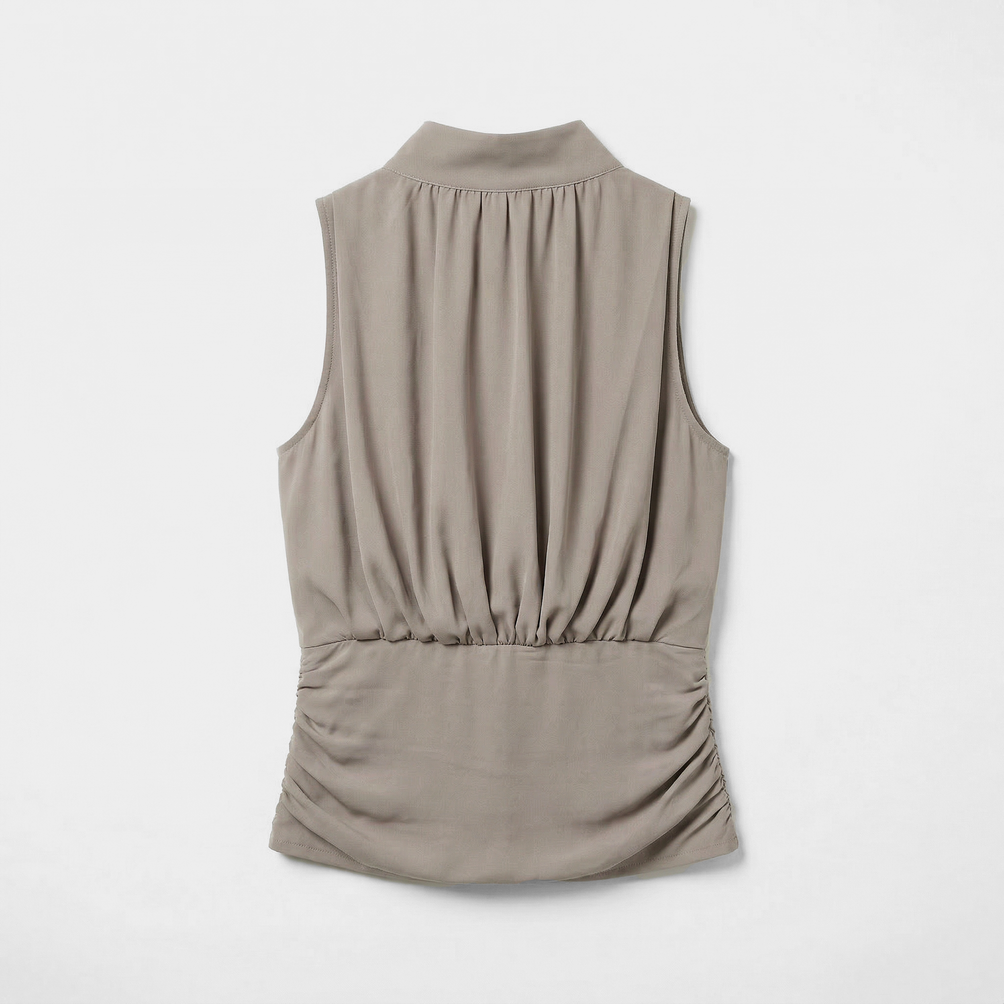 Rotate Chiffon Ruched Top Driftwood