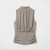 Rotate Chiffon Ruched Top Driftwood