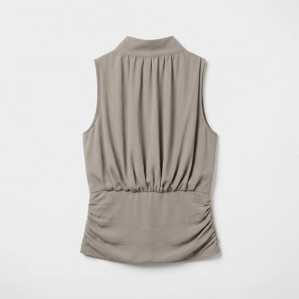 Rotate Chiffon Ruched Top Driftwood