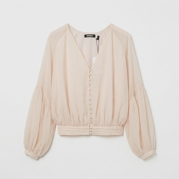 Rotate Chiffon V-Neck Top Vanilla Cream