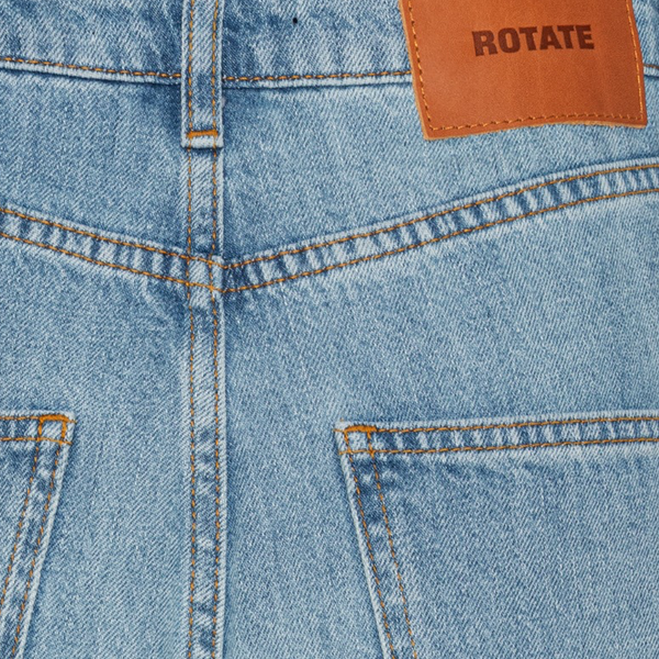 Rotate Draped Barrel Leg Jeans Light Blue Denim