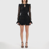 Rotate Printed Long-Sleeve Dress Black Comb